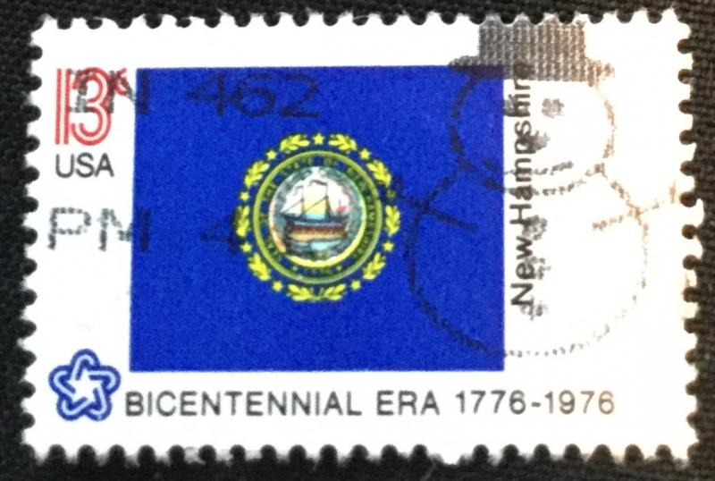 US #1641 Used Single New Hampshire Snowman Cancel State Flag SCV $.25