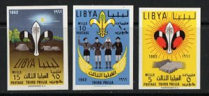 Thematic stamps LIBYA 1962 SCOUTS imperf set of 3 mint