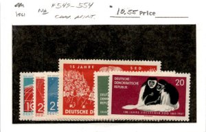 Germany - DDR, Postage Stamp, #549-553 Mint NH, 1961 Space, Vostok, Zebra (AF)