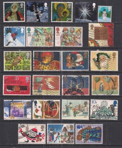 GB 1972-2006 QE2 Selection of 24 Christmas used stamps ( 245 )