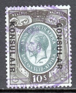 SOUTH AFRICA — BAREFOOT 2012 #14 — 1937 10/- CONSULAR REVENUE — USED — CV £15