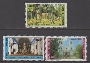 French Polynesia 1985 Catholic Churches VF MNH (424-6)