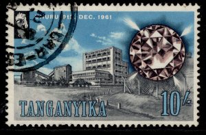 TANGANYIKA QEII SG118, 10s black, reddish purple & light blue, FINE USED.