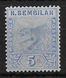 MALAYA NEGRI SEMBILAN SG4 1894 5c BLUE MTD MINT