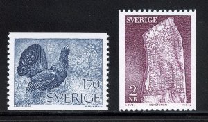 Sweden 1119-20 MNH, Capercallie and Rock Stone Set from 1975.