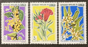 Congo 1971 #237-9, Tropical Flowers, MNH.