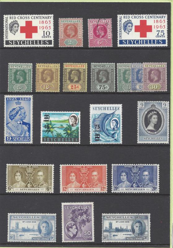 Seychelles Mini Collection mh fvf scv $20.00 Less 50%=$10.00