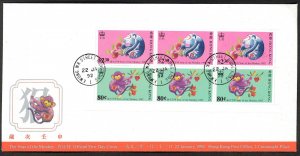 HONG KONG SC#615, 617 Year of the Monkey Booklet Plate (1992) FDC