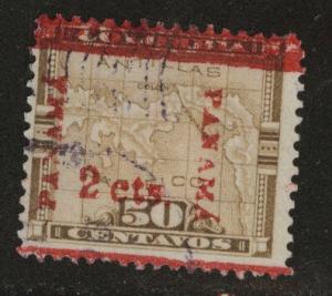 Panama  Scott 182 Used  overprinted Colombian map stamp