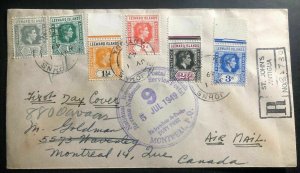 1949 St Johns Antigua Leeward Islands Airmail First Day Cover To Montreal Canada