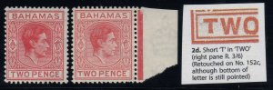 Bahamas, SG 152bba, MLH Short T variety