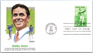 U.S. FIRST DAY COVER BOBBY JONES CHAMPION GOLFER ON FLEETWOOD CACHET 1981