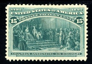 USAstamps Unused VF US 1893 Columbian Expo Scott 238 OG MHR SCV $200