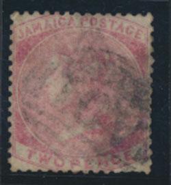 Jamaica SG 2 Used   SC# 2 Rose wmk pineapple see details