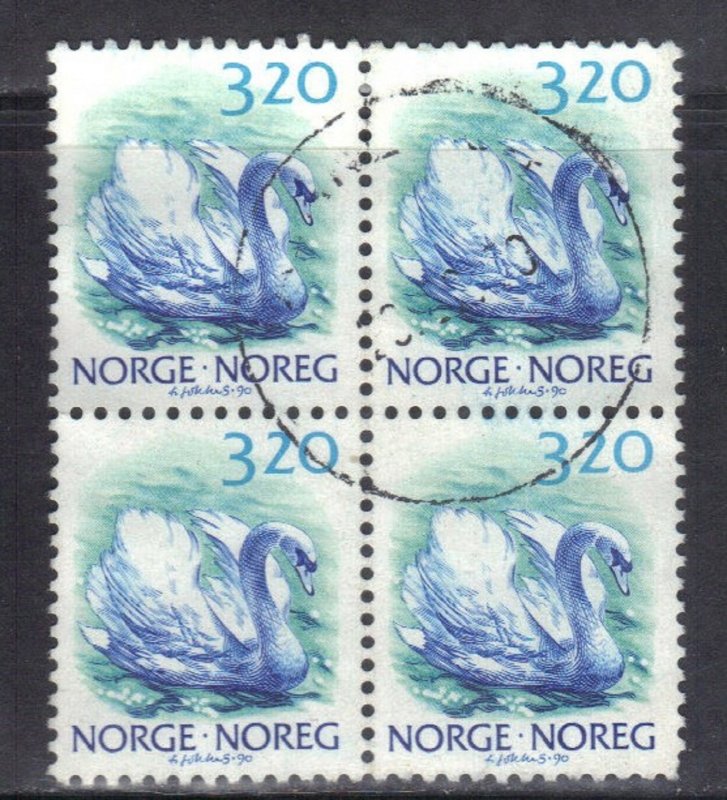 NORWAY SC# 881 *USED* 3.20k  1986-90  SWAN  BK of 4     SEE SCAN