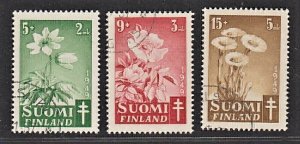 Finland 1949 Airmail, Beautiful Flowers (3v Cpt) F.Used