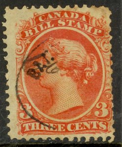 CANADA 1865 3c BILL STAMP REVENUE Variety DASH IN LEFT 3 VDM Listed FB20a Used