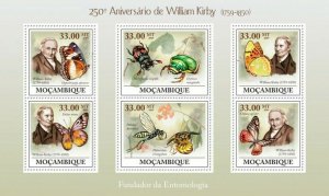 Mozambique 2009 MNH - 250th Anniversary of William Kirby. Sc 1891, Mi 3399-3404