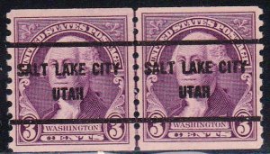 Precancel - Salt Lake City, UT PSS 721-61 Coil Line Pair - MNH