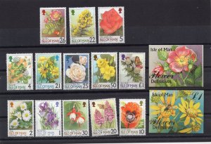 ISLE OF MAN 1998-1999 FLORA/FLOWERS SET OF 13 STAMPS & 2 COMPLETE BOOKLETS MNH 