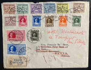 1929 Vatican Registered Cover To Paris France Sc# 1-13 E1-2