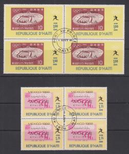 Haiti Sc 616-616O used 1969 Mexico City Olympics complete, blocks of 4, VF