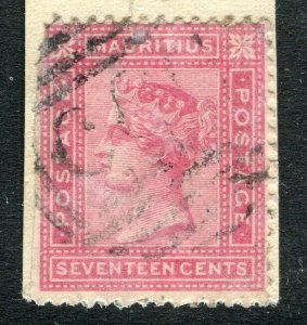 MAURITIUS; 1879 early classic QV Crown CC issue used 17c. value