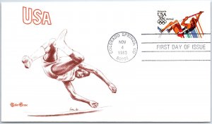 US FIRST DAY COVER 1984 OLYMPIC GAMES LOS ANGELES POLE VAULT TUDOR HOUSE 1983