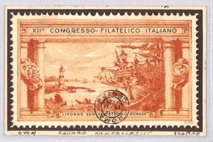 ITALY Air Mail 1925 Livorno Congress Card *POSTA AEREA* Label HOLY YEAR 30c YG14