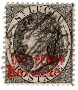 (I.B) St Lucia Revenue : Duty Stamp 1d (SG F21)