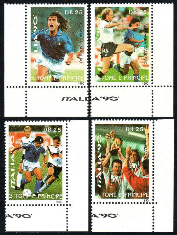 St Thomas & Prince Islands 932-935,MNH.World Cup Soccer Championships,Italy,1990