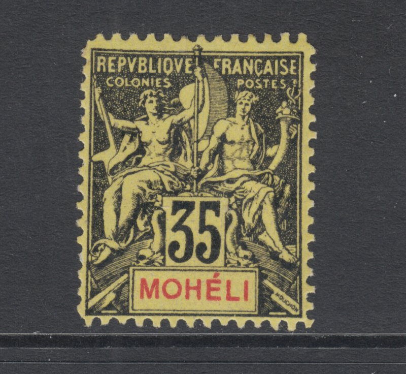 Moheli Sc 9 MLH. 1906 35c Navigation & Commerce, Fournier Forgery