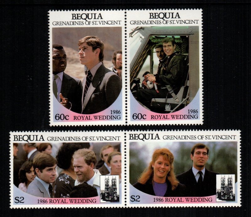 St. Vincent Bequia MNH 232-3 Pairs Royal Wedding Prince Andrew & Sarah 1986