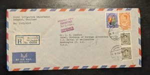 1965 Royal Irrigation Department Bangkok Thailand Registered Airmail Cover to DC