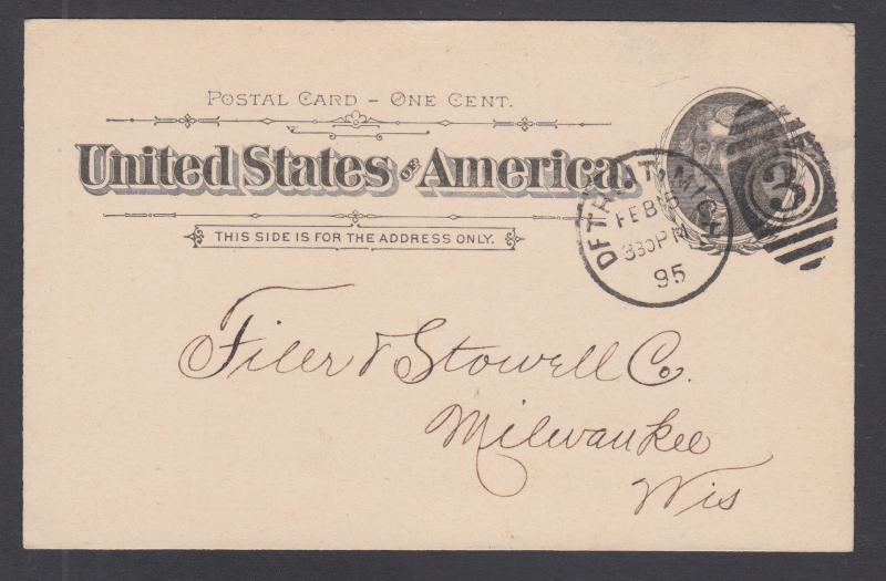 US Sc UX12 used. 1895 Illustrated Advertising Postal Card for Screws & Nuts