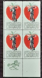 US Scott # 1317; 5c Johnny Appleseed from 1966; MNH, og; XF; block of 4