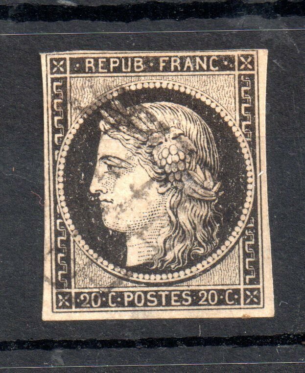 France 1849-50 20c black good used WS14594