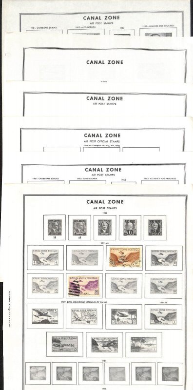 Canal Zone Stamp Collection on 12 Harris Pages 1904 to 1975