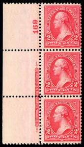 momen: US Stamps #266 Strip of 3 Mint OG NH F/VF 