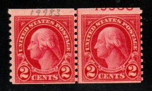 #599 Two cent Washington line pair EFO MINT-OG/NH⭐⭐⭐⭐⭐