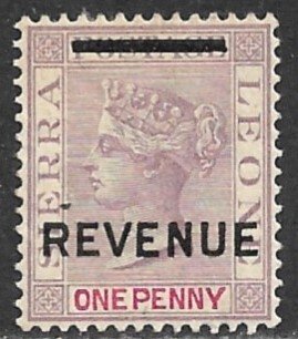 SIERRA LEONE 1884 QV 1d General Revenue BFT.1 MH Gum Thins