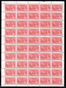 237 Scott, Canada, 13c carmine, MNHOG, VF, Sheet of 50, KGVI Coronation