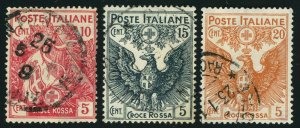 ITALY #B1-B3 Semi Postal Stamp Collection EUROPE 1915-1916 Used