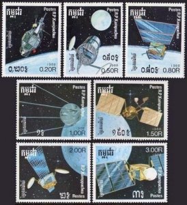 Cambodia 868-874,875,MNH.Michel 946-952,953 Bl.160 Various satellites,1988.