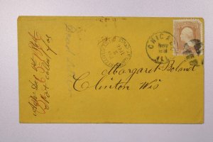 1865 Chicago Adjutant Generals Office Cover to WIS - L37869
