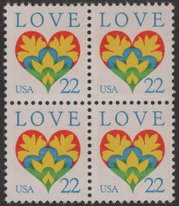 SC#2248 22¢ Love Block of Four (1987) MNH