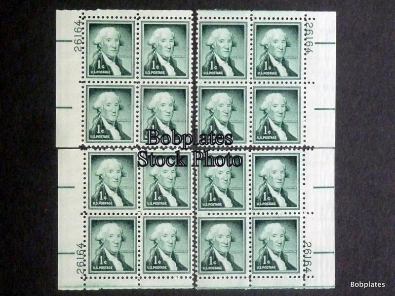 #1031b Washington Matched Set of 4 Plate Blocks 25032 F-VF N