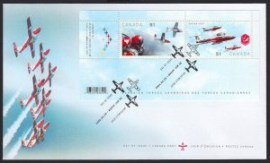 CANADIAN AIR FORCES SNOWBIRDS = Fighter Jet= S/S Official FDC Canada 2006 #2159b