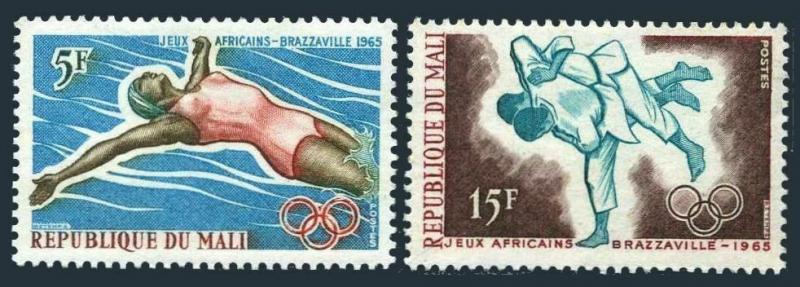 Mali 81-82,MNH.Michel 112-113. 1st African Games 1965. Swimmer, Judo.