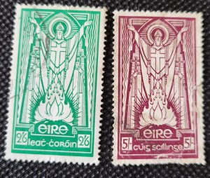 Ireland, 1937, St. Pat & Paschal Fire, set of 2, #96-97, light cancel, SCV $200